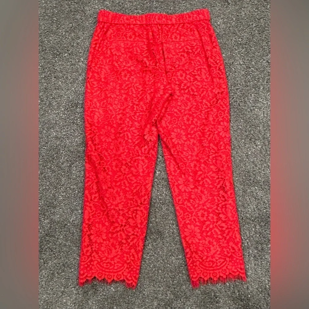 J. Crew Red Floral Lace Easy Ankle Pant Size 6